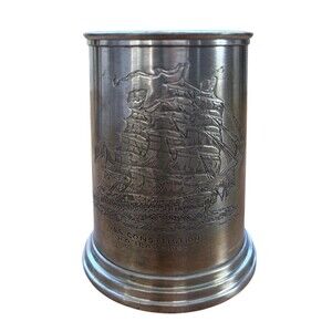USS Constitution Mug Old Ironsides Liberty Stein Shuler Pewter Clear Bottom